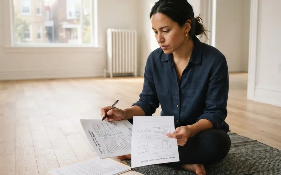 Acheteur vérifiant les documents d’un bien immobilier